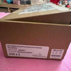 Madewell size 6.5 Leather Greta Ballet Studded Mule Black